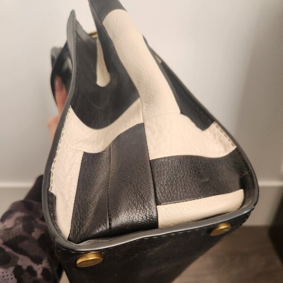 FOSSIL Black and White Leather Tote Bag - Picture 5 of 6